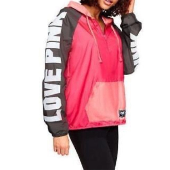🌹PINK ANORAK WINDBREAKER PULLOVER - Picture 1 of 5